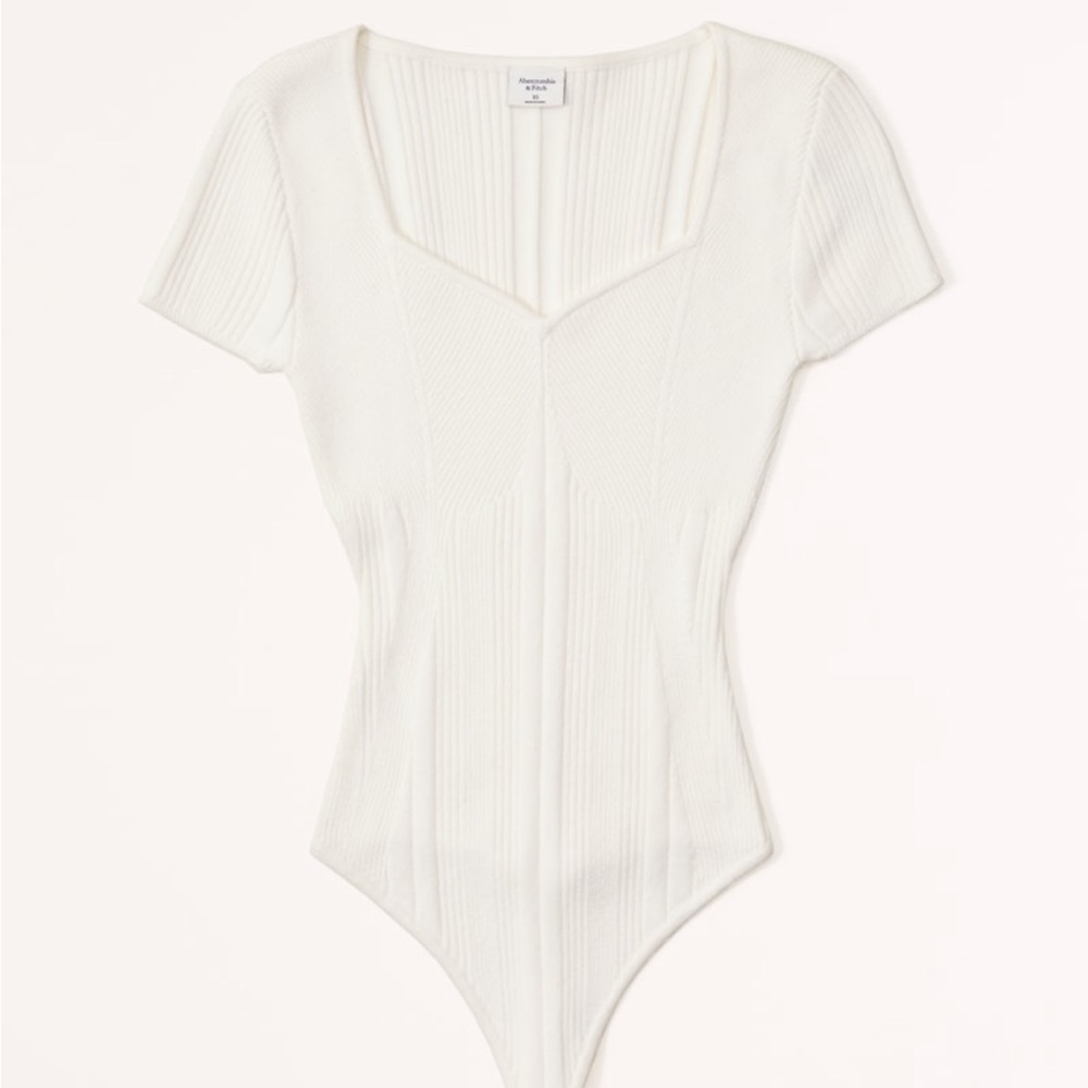 Abercrombie & Fitch — Short-Sleeve Sweatheart Sweater Thong Bodysuit